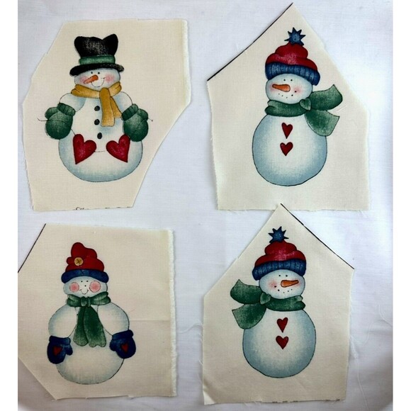 Lot of 8 Dianna Marcum Snowman Appliques Hearts Cotton - Picture 3 of 6